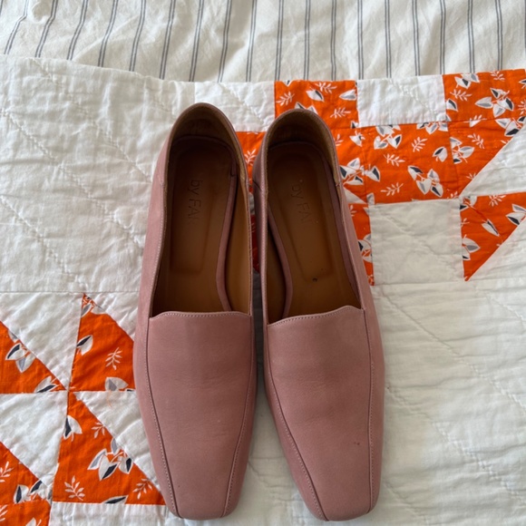 By Far Blush Suede Square Toe Pump Heel Loafers 37 6.5 7 - Picture 2 of 5